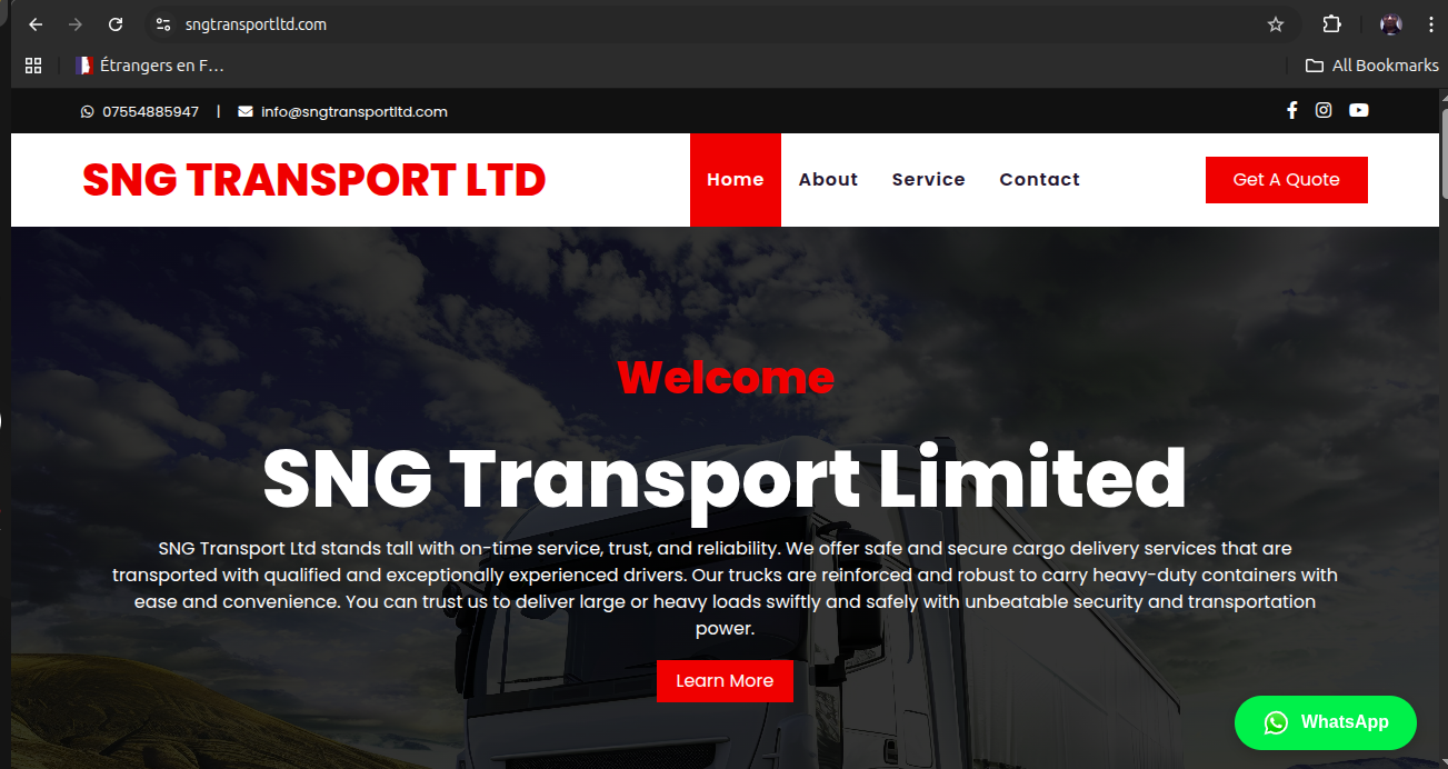 SNG Transport Website